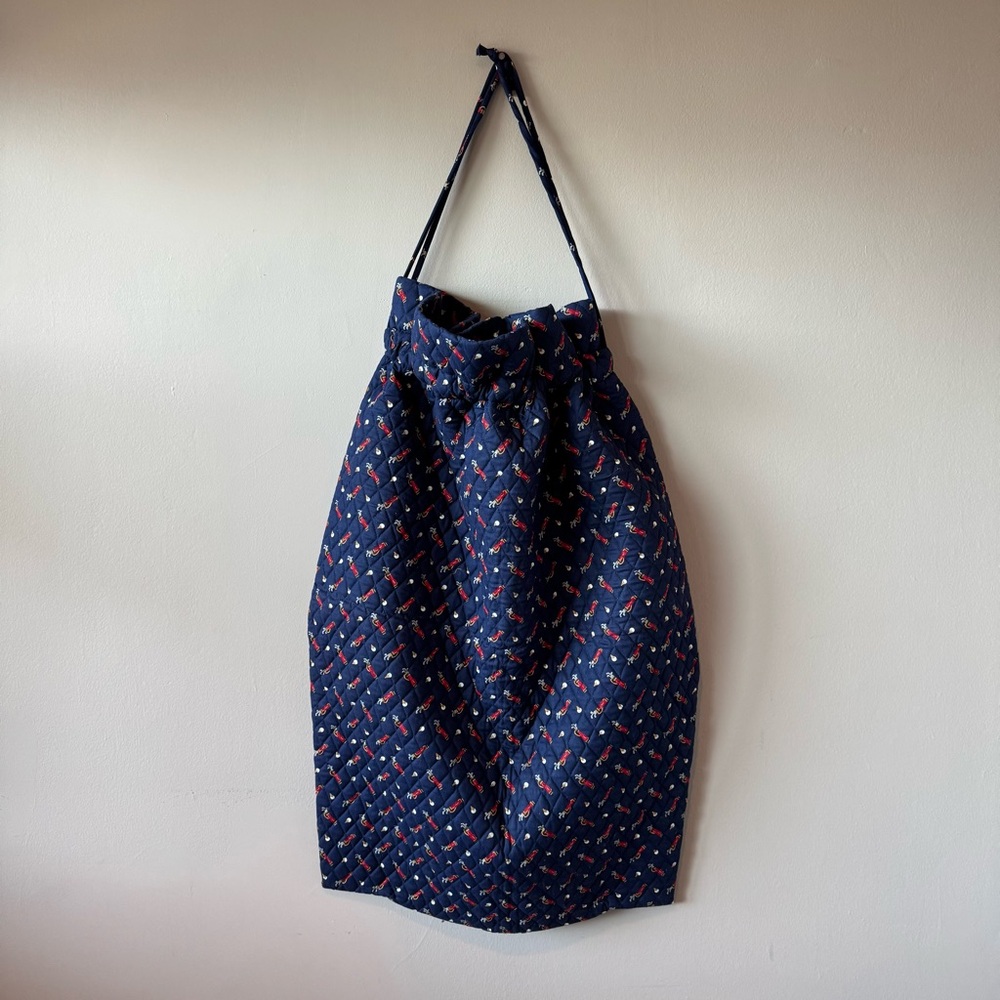 Vera Bradley Vintage Quilted Navy Golf Pattern Sport Laundry Drawstring Bag